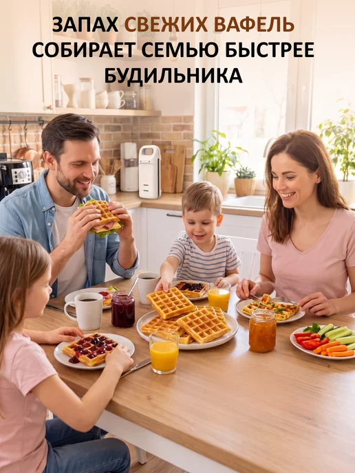 MIRAN Вафельница электрическая для венских вафель и бельгийских, белый, фото 8