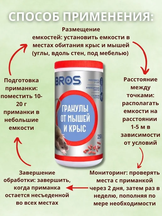 BROS Гранулы от мышей и крыс 250г, 250 г, фото 2