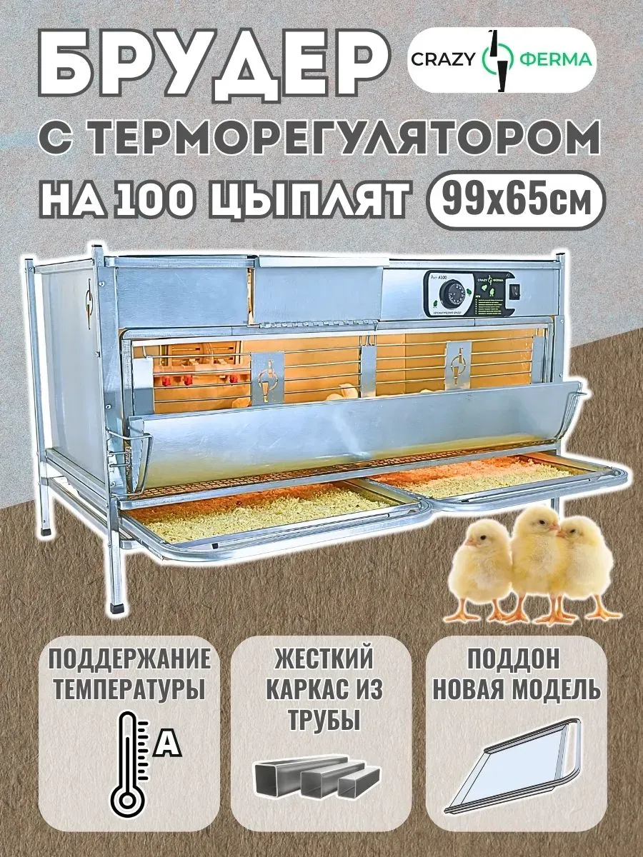 Брудер Рост А / для цыплят / 00 /  поддон из нержавеющего металла / корпус из оцинкованного металла / 1 ярус