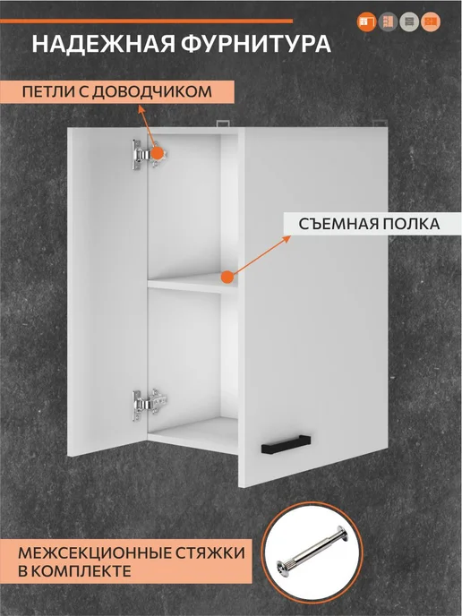 ОРИНОКО Кухонный гарнитур модульный навесной 50 см, белый, фото 5