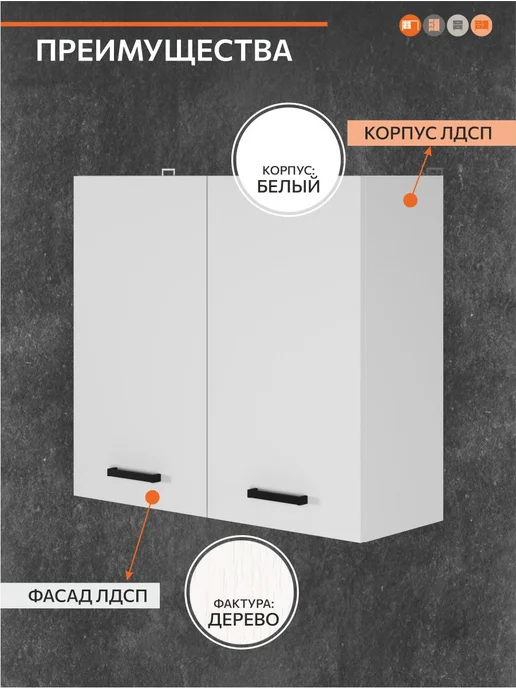 ОРИНОКО Кухонный гарнитур модульный навесной под сушку посуды 80 см, белый, фото 3