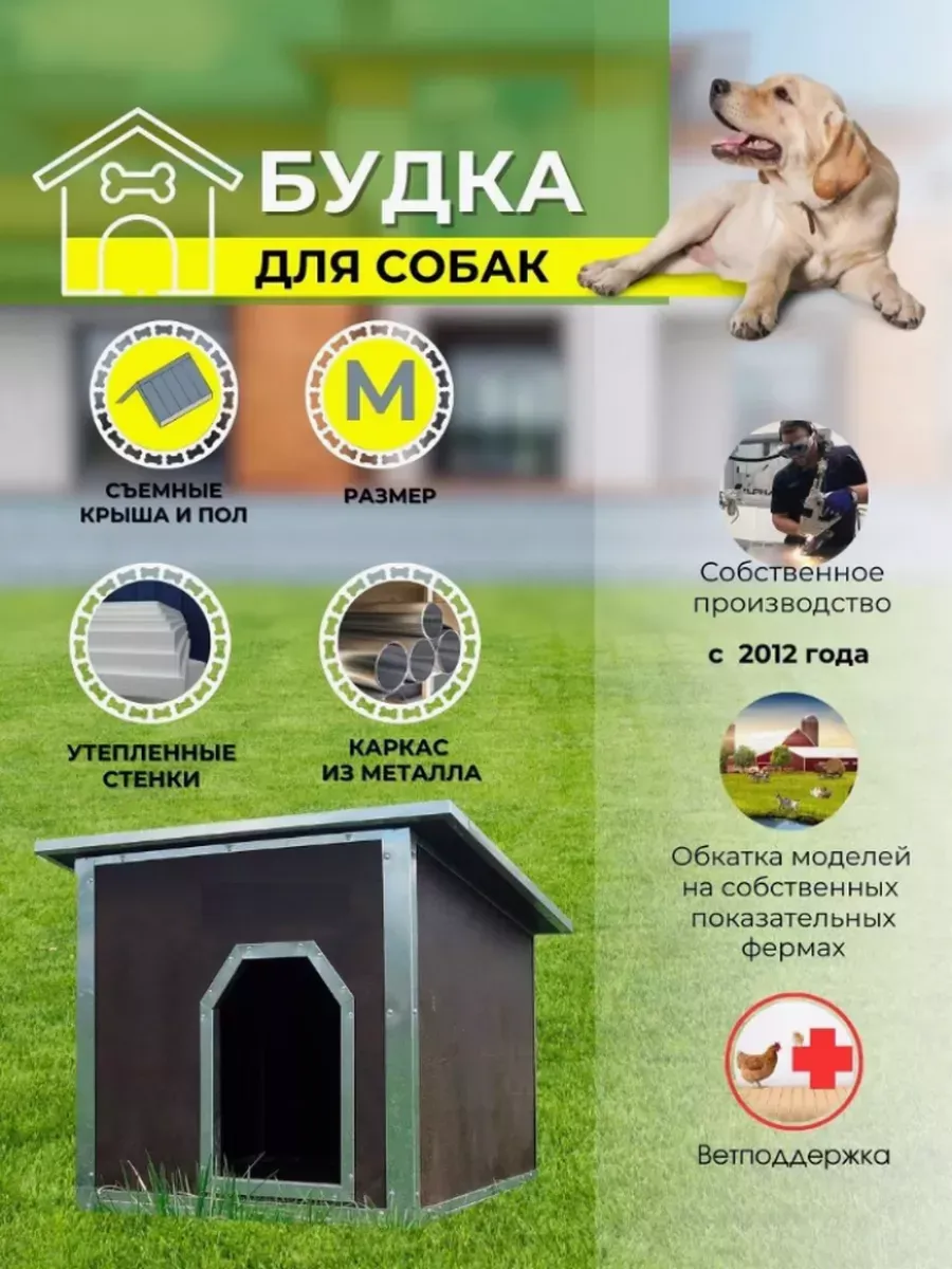 Будка утепленная для собаки M всесезонная теплая