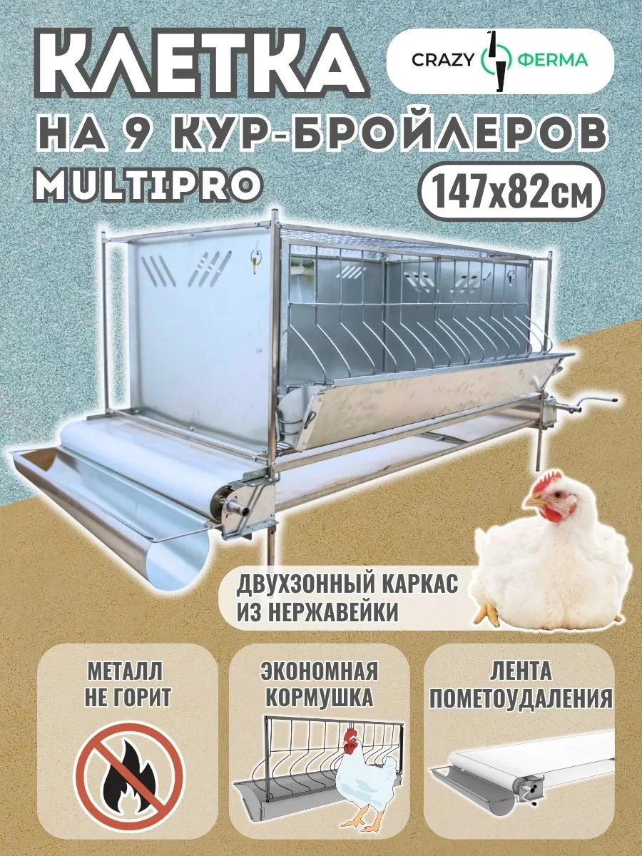 Клетка для бройлеров Мультипро Люкс с пометоудалением