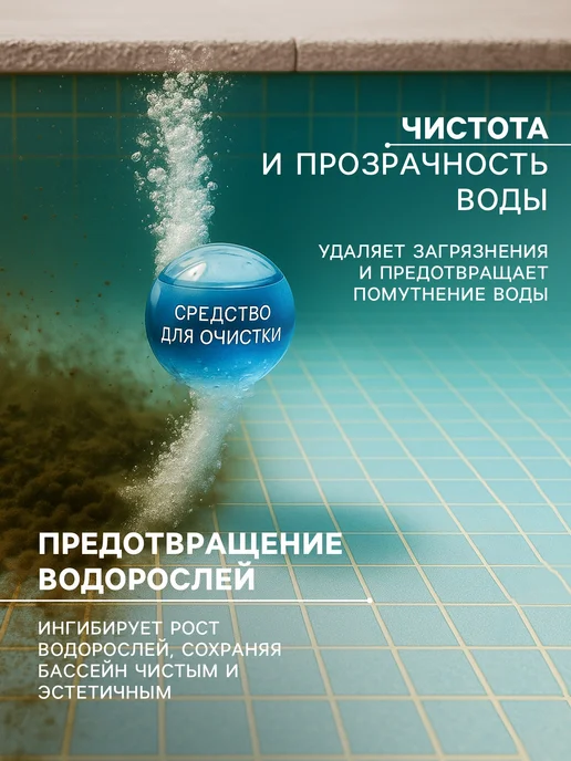Aqualand Очиститель воды для бассейна от водорослей 1 л, не пенится, фото 2