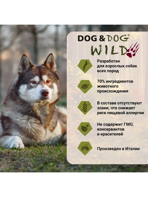 Сухой корм Dog&Dog Wild Кабаном для собак, 12 кг, фото 2