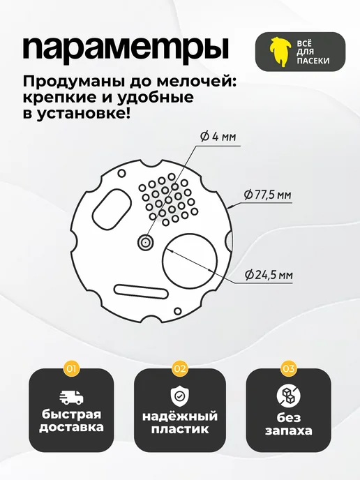 ВСЁ ДЛЯ ПАСЕКИ Летковый заградитель круглый 50 штук, вариант, фото 2