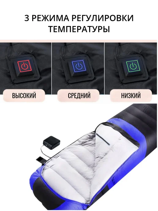 TondaShop Туристический спальный мешок с подогревом, синий, фото 2