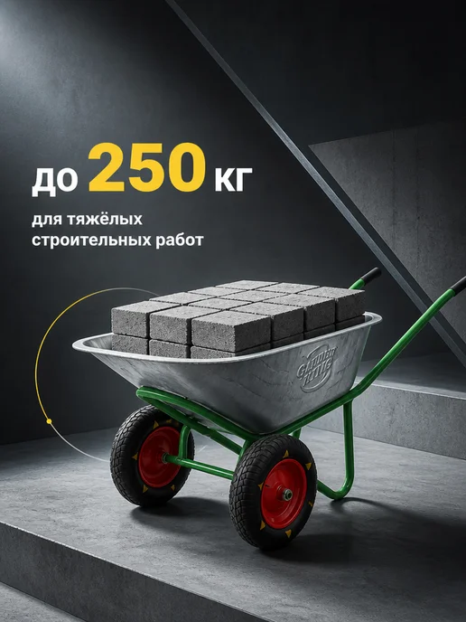 БТМ Тачка садовая двухколесная усиленная строительная 350 кг, 250 кг, фото 5