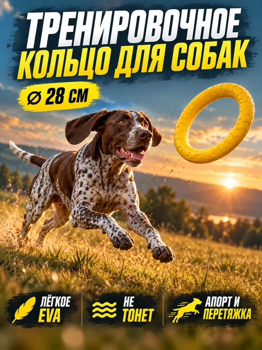 ЗООГЕНИЙ Игрушка для собак Пуллер 28 см, кольцо для дрессировки, желтый