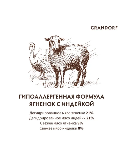 Сухой корм Grandorf' для собак, крупные, индейка, ягненок, 10 кг, фото 3