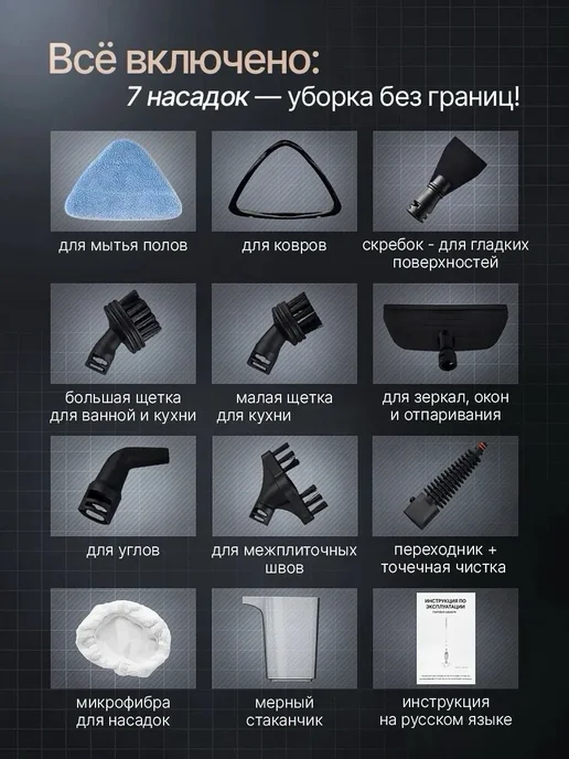 ShareTech Паровая швабра с насадками для дома, вариант, фото 4