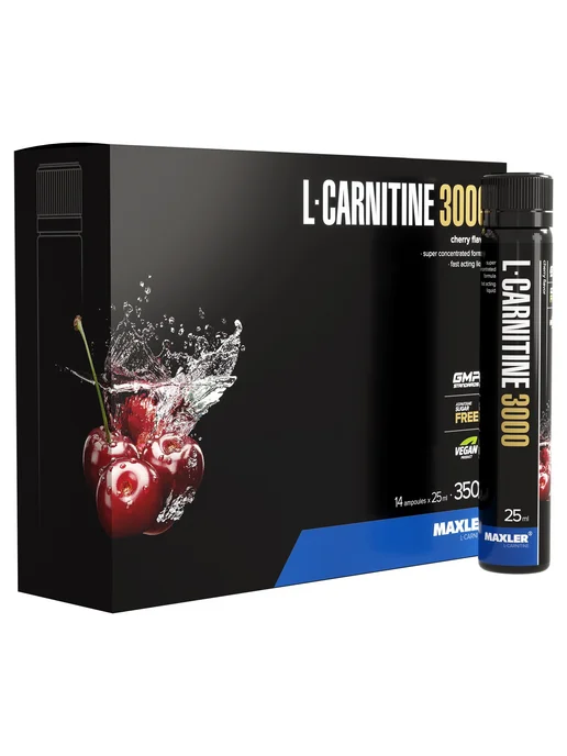 MAXLER L-карнитин L-Carnitine 3000 - 14 ампул 25 мл Вишня, 25 мл, фото 4