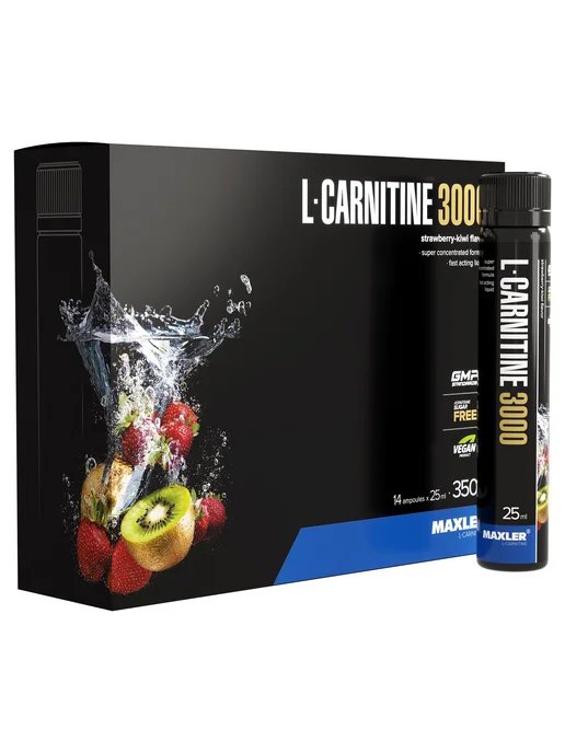 MAXLER L-карнитин L-Carnitine 3000 - 14 ампул 25 мл Клубника-киви, 25 мл, фото 4