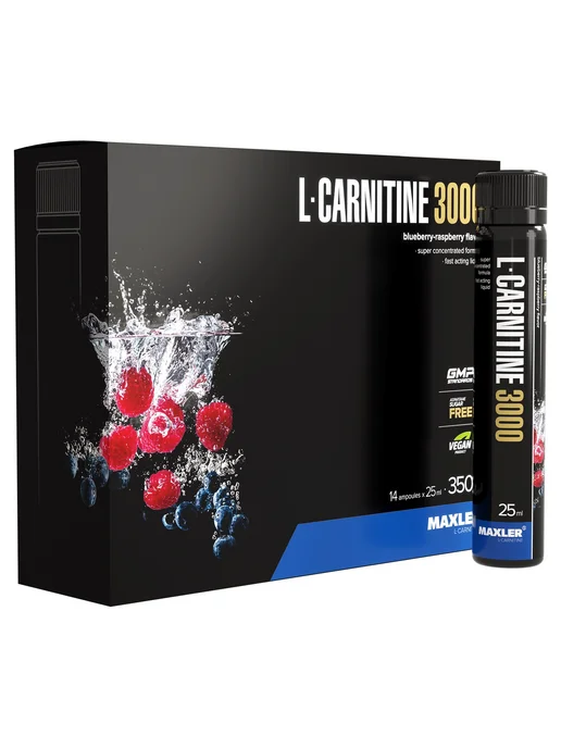 MAXLER L-карнитин L-Carnitine 3000 - 14 ампул 25 мл Черника-малина, 25 мл, фото 4