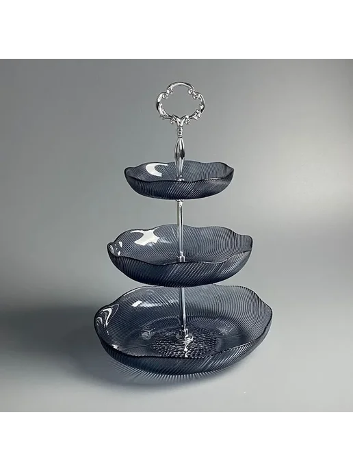 LENARDI Collection Трехъярусная этажерка стекло, серый